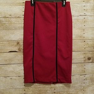 Red with black pencil skirt
